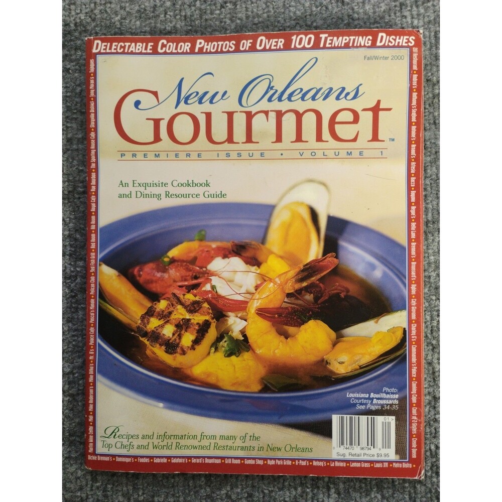 New Orleans Gourmet Premiere Issue Vol 1 Fall/Winter 2000 Vintage Cookbook
